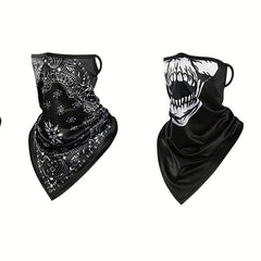 2pcs Ice Slicky Fiber Fabric Face Mask Triangle Scarf Headscarves Sun Protection