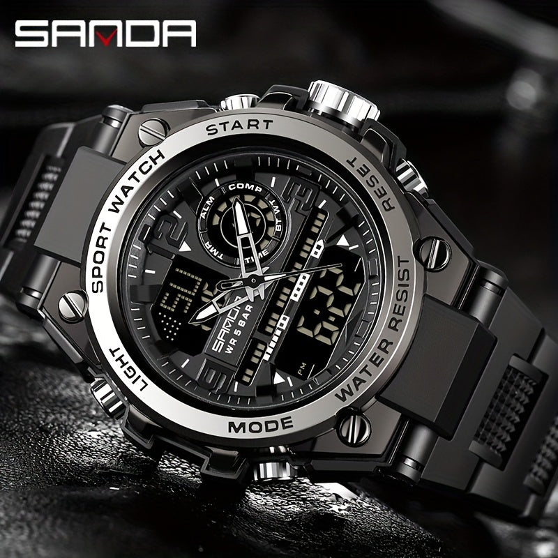 Sanda Waterproof Diving Men's Watch Sports Digital Multifunctional Watch