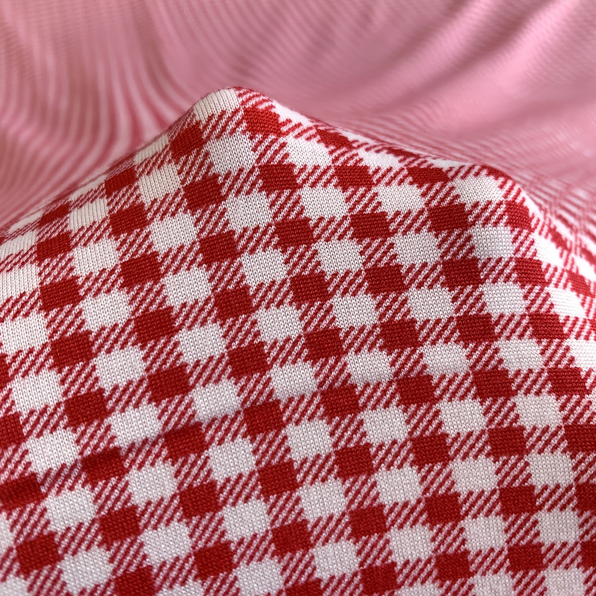 Christmas Style Small Grids Stretchy Fabric - 1 Yard Length