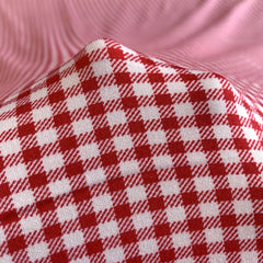 Christmas Style Small Grids Stretchy Fabric - 1 Yard Length