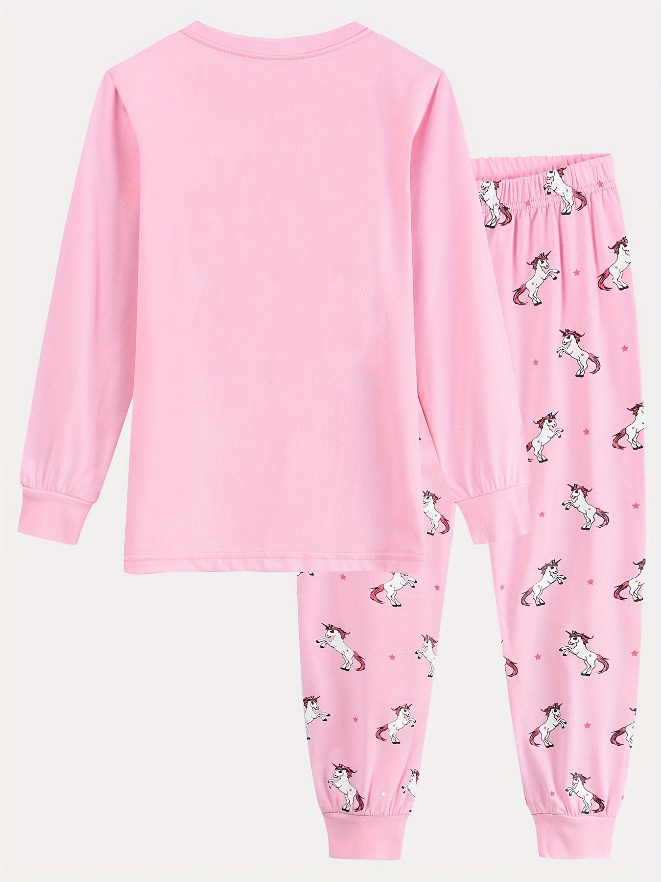 Girls Unicorn Print Long Sleeve Pajamas Set