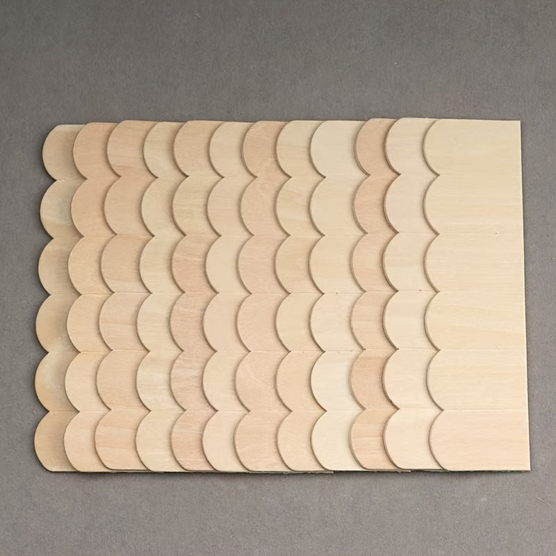 12pcs 1:12 Dollhouse Roof Shingles Wood Scalloped Tiles DIY House Building