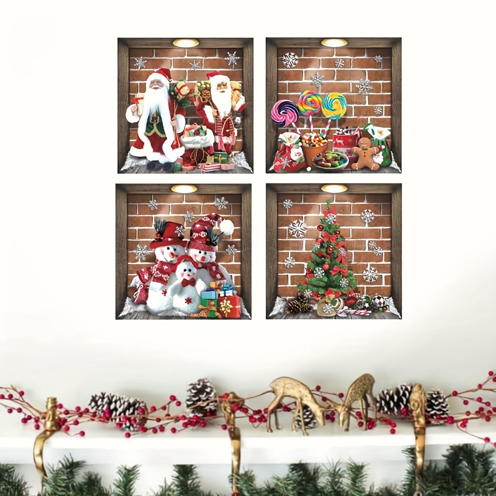 Christmas Wall Sticker Snowflake Santa Claus Tree Candy Party Window Sticker