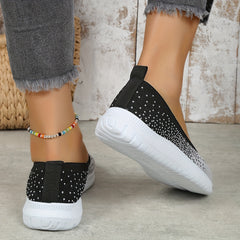Women's Breathable Knit Slip-On Sneakers Soft Sole Lightweight Walking Shoes
