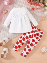 Girls Hedgehog Print Sweatshirt Dress & Full Print Pants Set