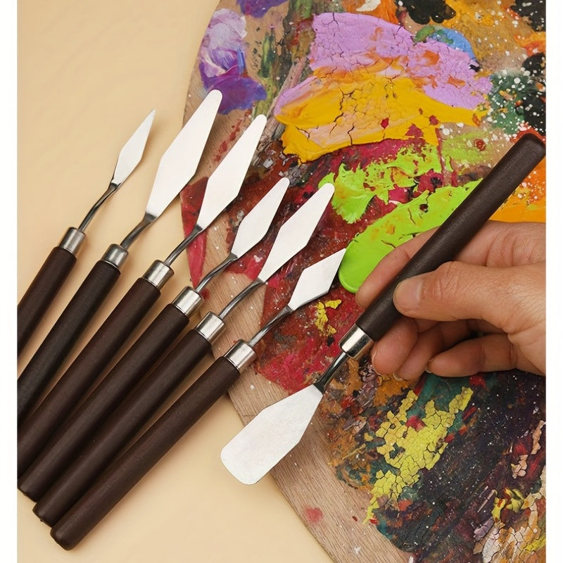 Art Scraper Red Wood Tool Set Water Powder Palette Pick Pointed Head Flat Head