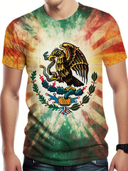 Eagle And Snake Print Men's Graphic Tee for Summer