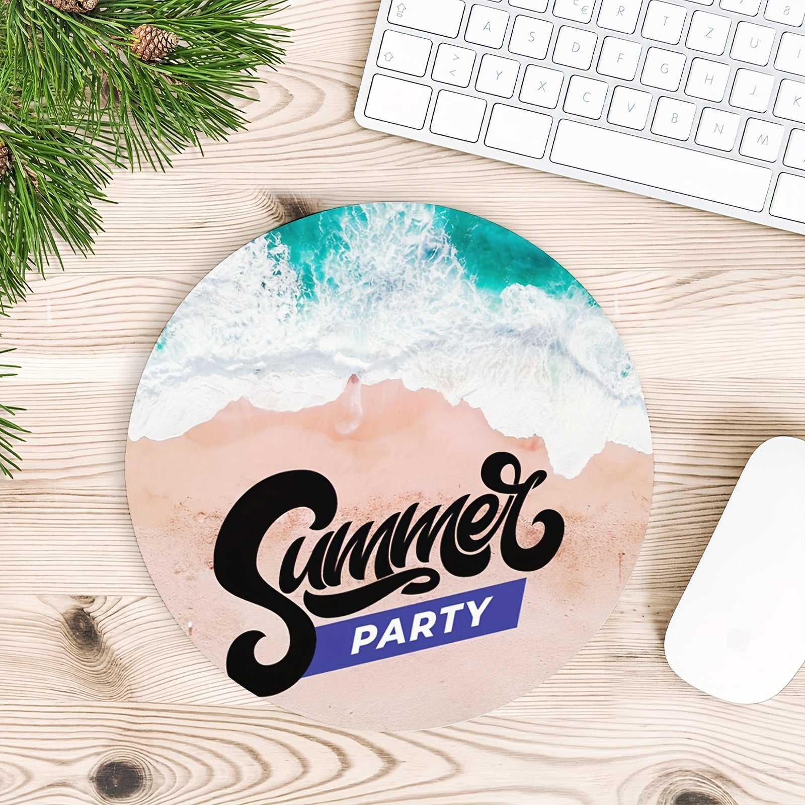 Summer Party Round Mouse Mat Mouse Pad 7.87 X 7.87 X 0.1inch