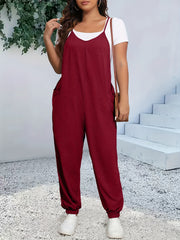 Women's Plus Size Heathered V Neck Cami Jumpsuit