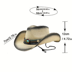 Vintage Straw Hat Sun Hat Western Cowboy Boho Style