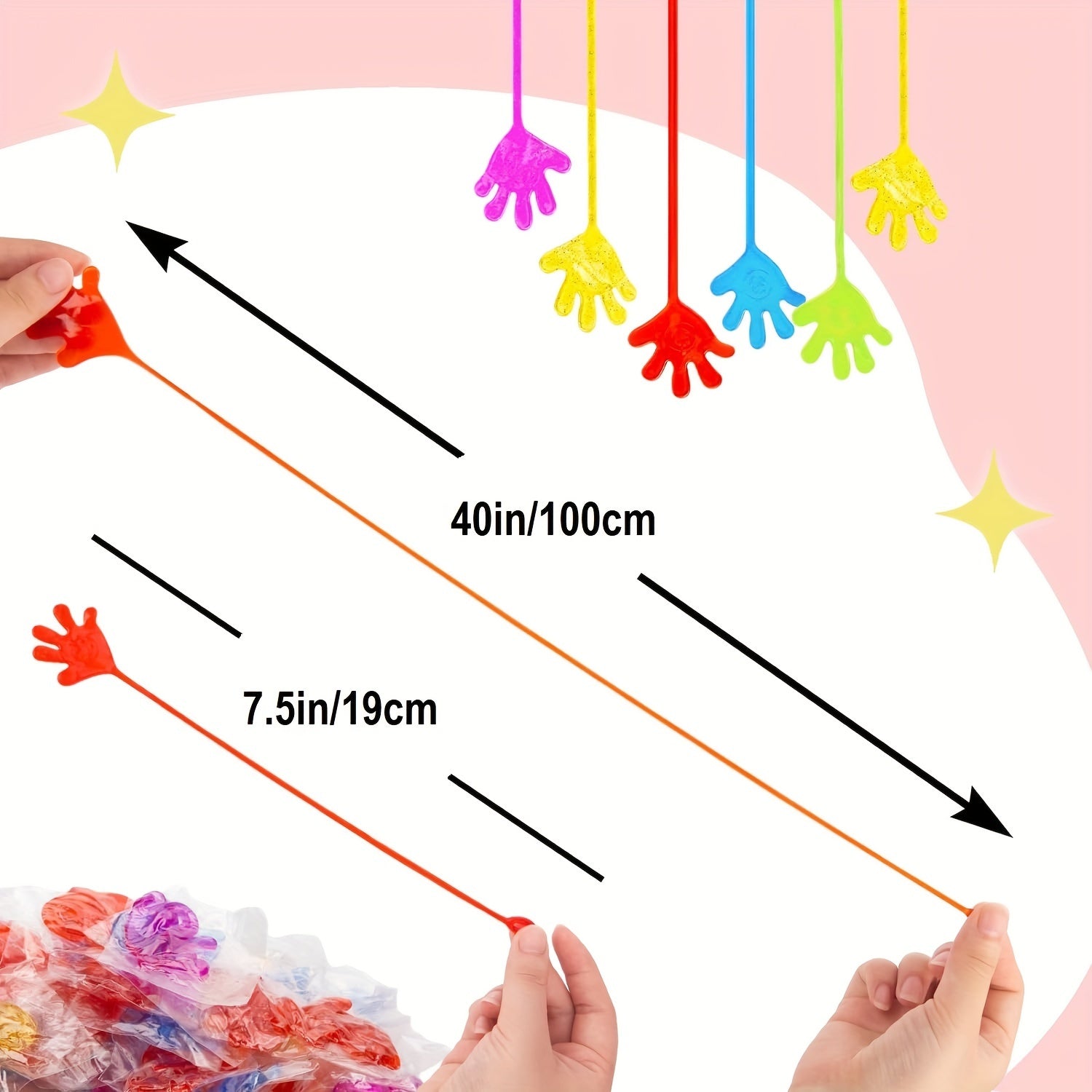 24pcs Glitter Sticky Hands for Kids Sensory Fidget Toy