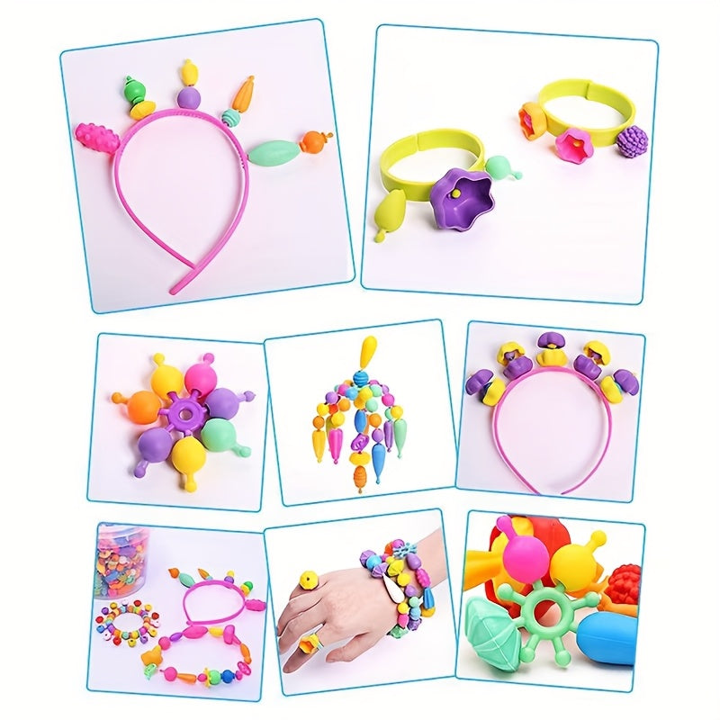 108pcs Cordless DIY Bead Craft Kit for Kids Bracelets & Necklaces
