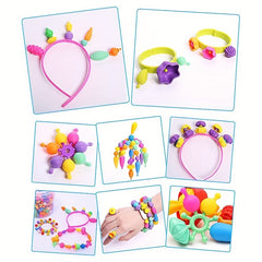 108pcs Cordless DIY Bead Craft Kit for Kids Bracelets & Necklaces