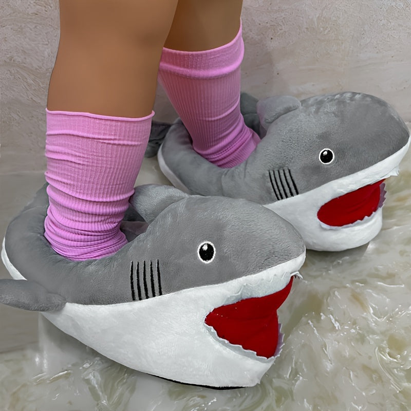 Girls Cartoon Shark Slip On House Shoes - Soft Non Slip Comfortable Indoor Shoes