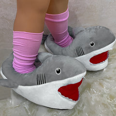 Girls Cartoon Shark Slip On House Shoes - Soft Non Slip Comfortable Indoor Shoes