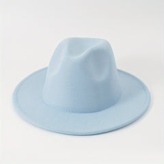 Candy Fedora Cap Cowboy Wide Brim Couple Jazz Hat Stylish Unisex Felt Hat