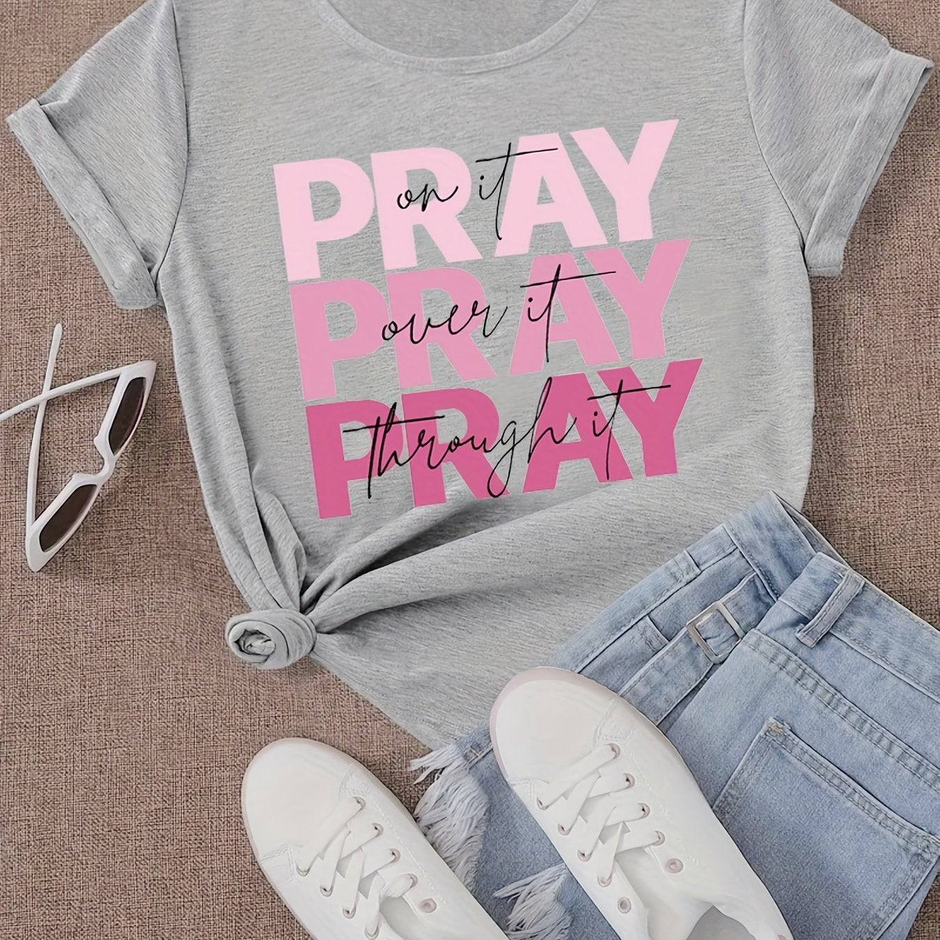 Sports Short Sleeve T-shirt Letter Print Casual Slim Tops For Women