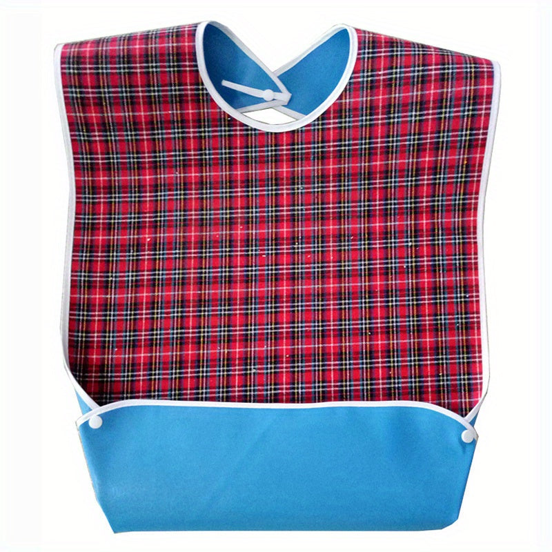 Adult Bib Waterproof Crumb Catcher Checkered Cloth