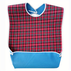 Adult Bib Waterproof Crumb Catcher Checkered Cloth
