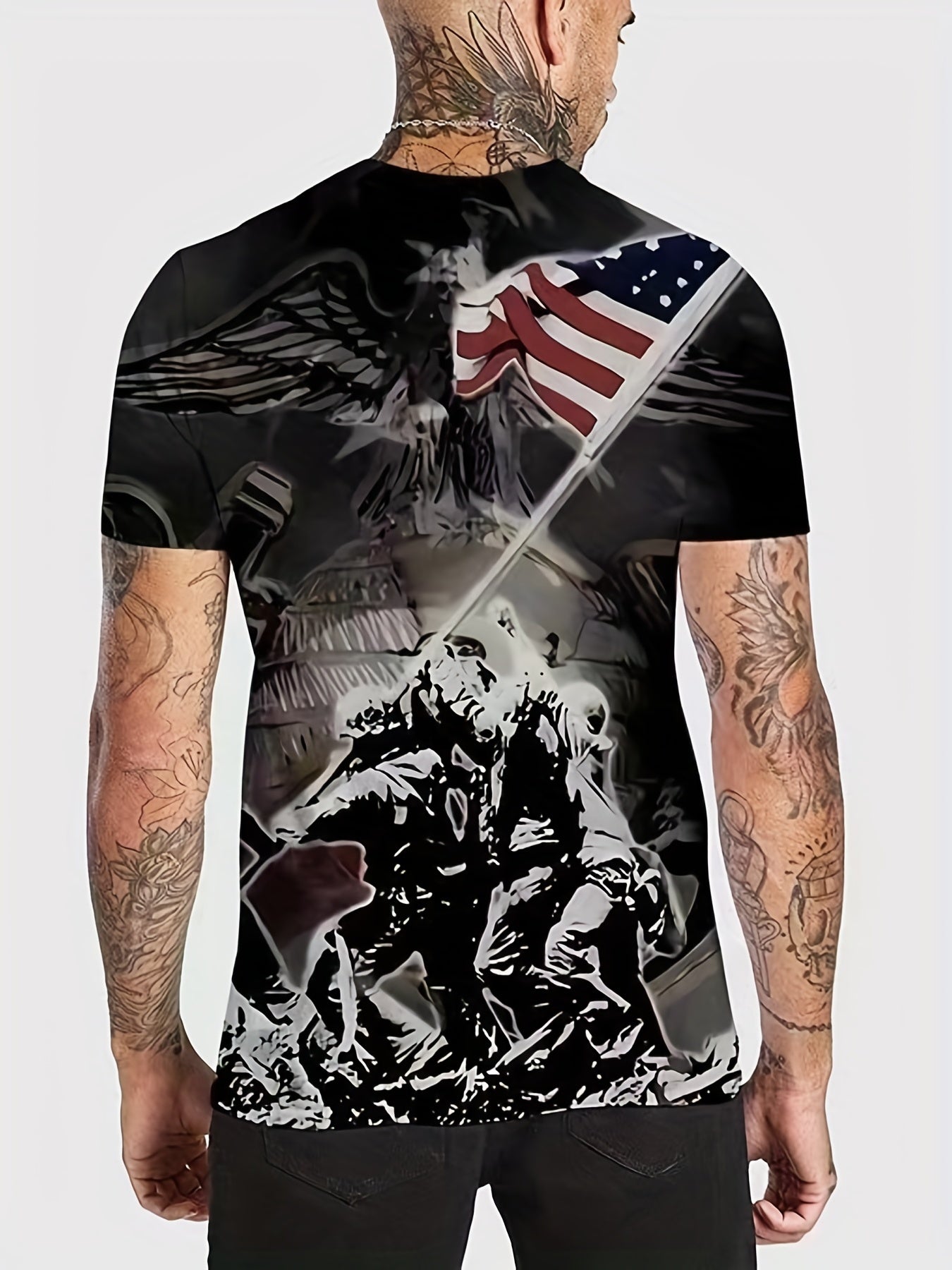 3D American Flag Print Men's T Shirt for Summer