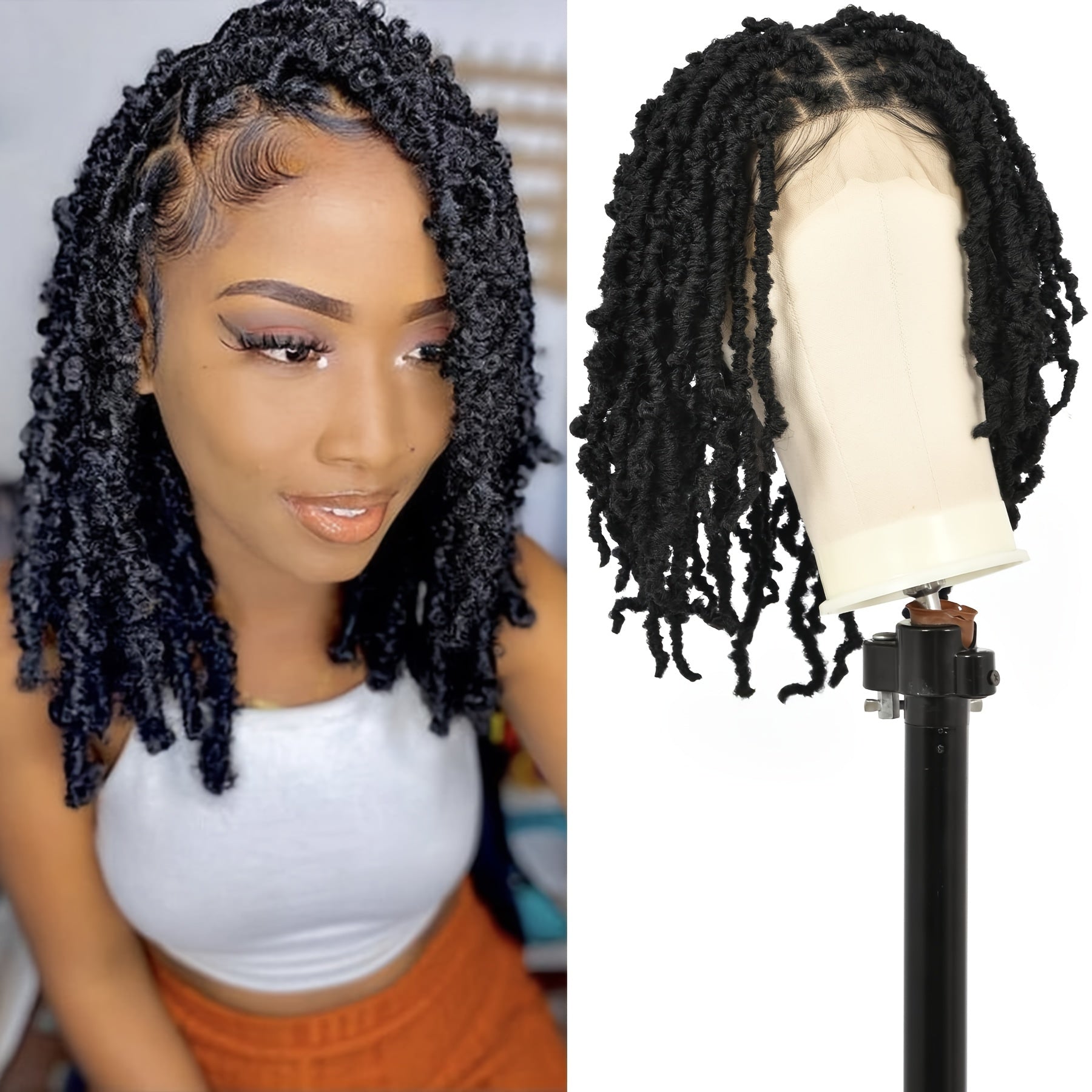 Short Bob Twist Braided Wig with Double Lace Front and Baby Hair