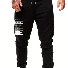 City Name Print Men's Drawstring Sweatpants
