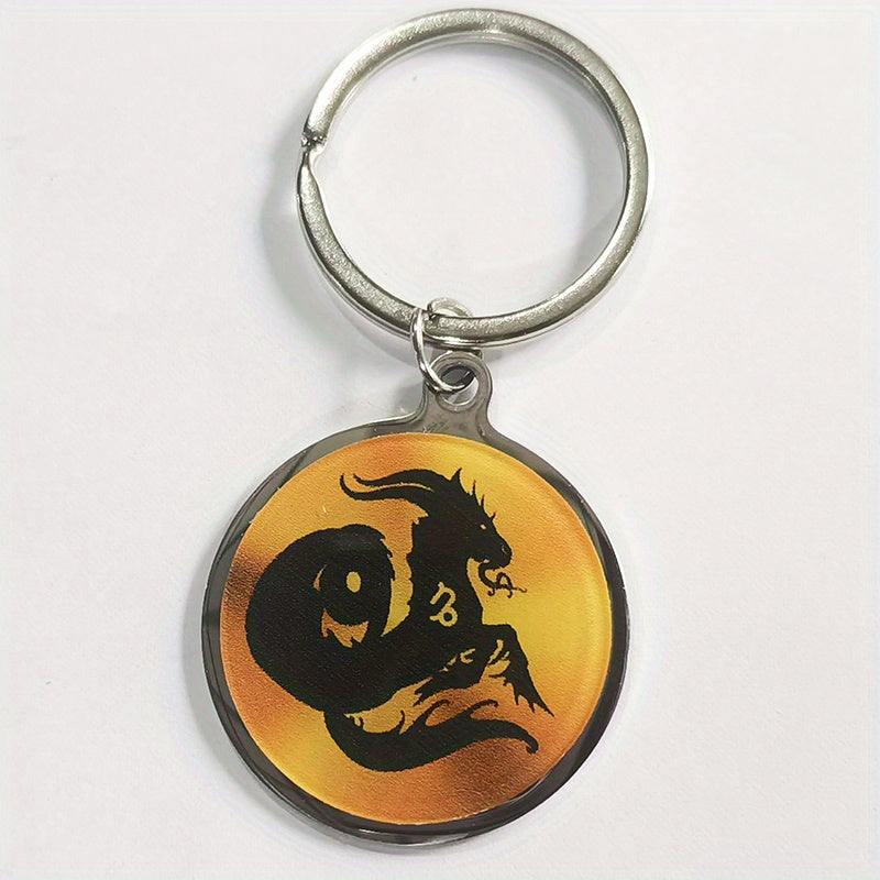 Zodiac Print Stainless Steel Keychain