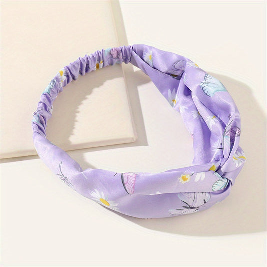 Flower Pattern Wide Brimmed Headband for Women