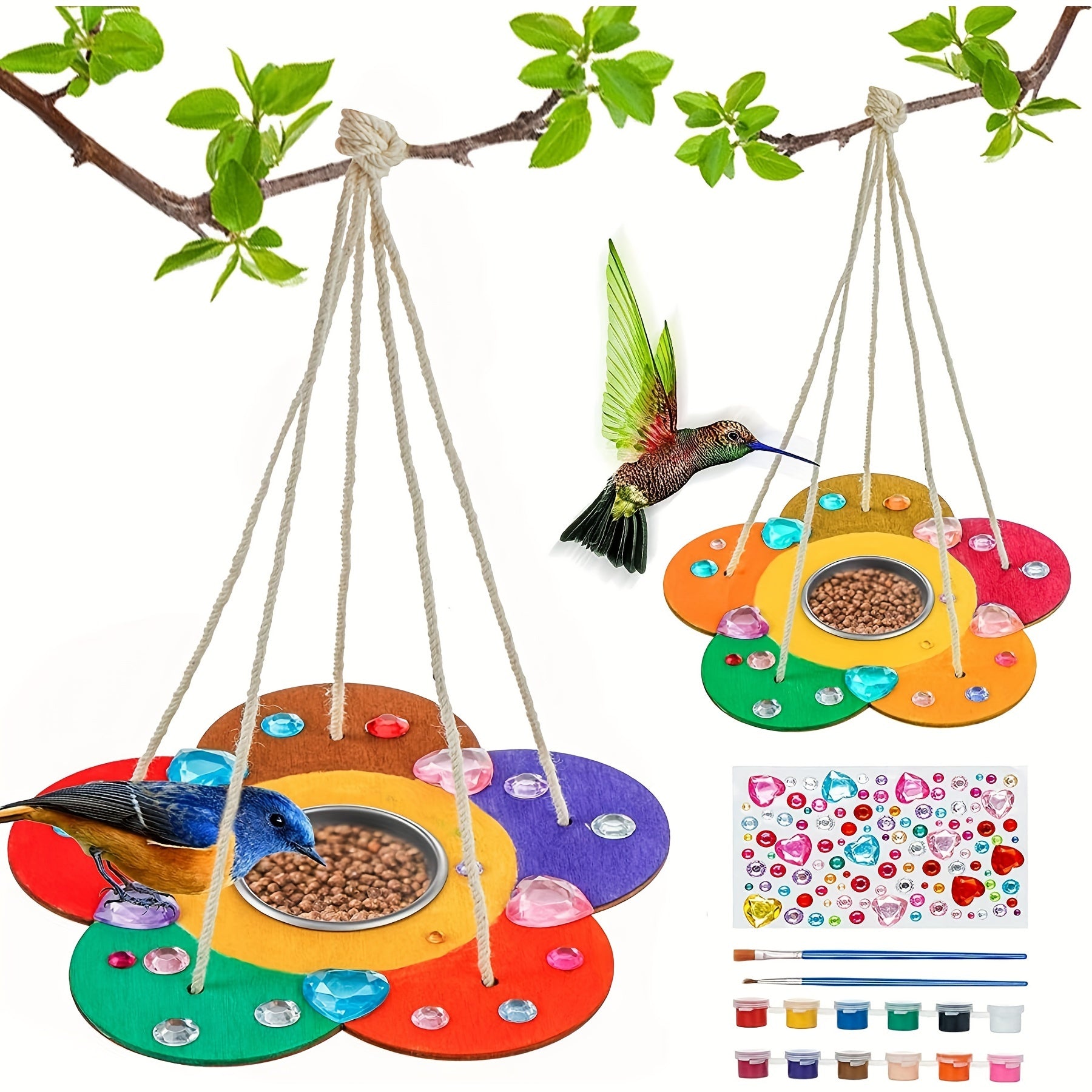 DIY Wooden Paint Kits for Outdoor Bird Feeders - Set of 2