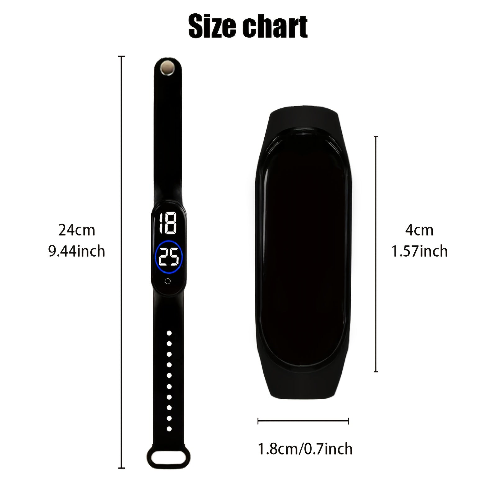 Student Touchscreen LED Sports Watch PVC Strap 24hr Display