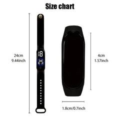 Student Touchscreen LED Sports Watch PVC Strap 24hr Display