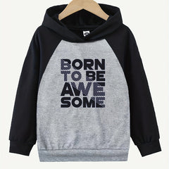 AWESOME Letter Print Boys Hooded Sweatshirt