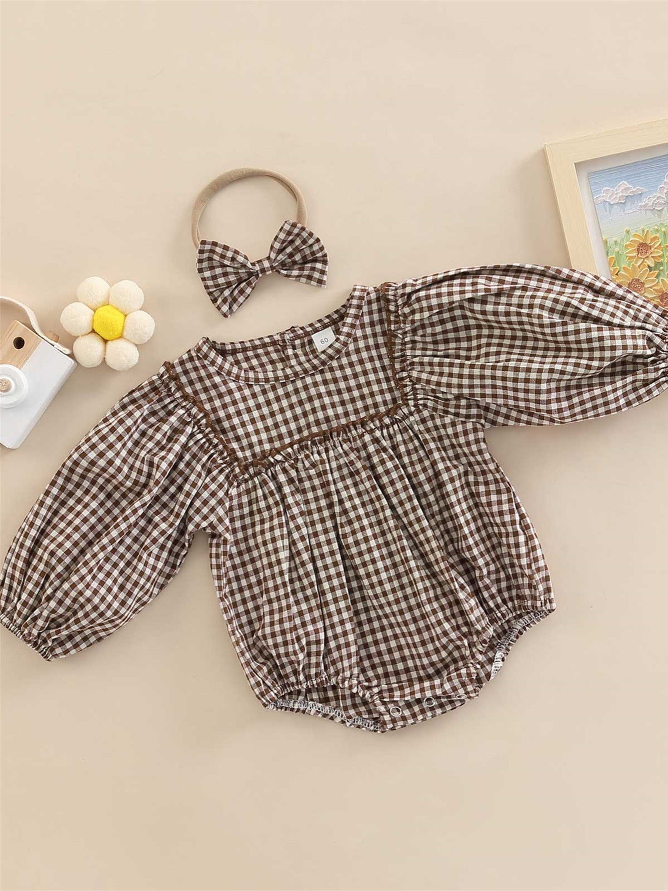 Toddler Girls Onesie with Bowknot Headband