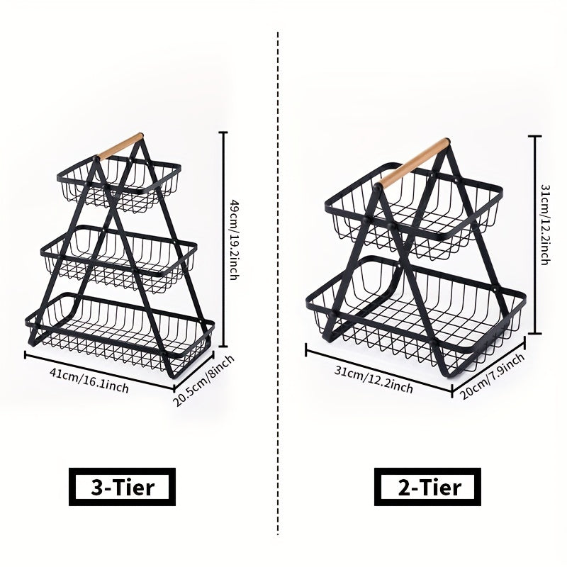 3 Tier Fruit Bowl Wire Storage Basket Stand Holder Organizer for Kitchen Counter