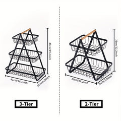 3 Tier Fruit Bowl Wire Storage Basket Stand Holder Organizer for Kitchen Counter