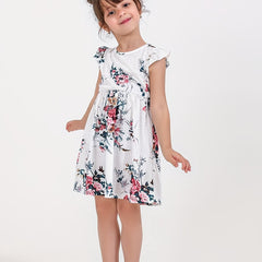 Toddler Girls Flowers Graphic Princess Dress For Party Beach Vacation