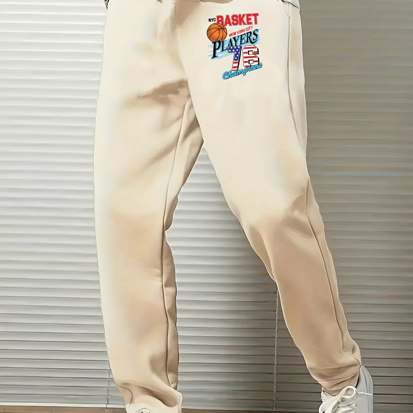 Men's Comfy Basketball Drawstring Joggers Loose Fit Pants