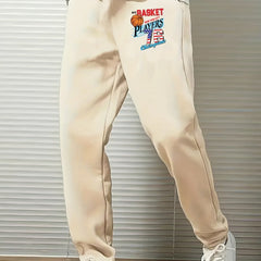 Men's Comfy Basketball Drawstring Joggers Loose Fit Pants