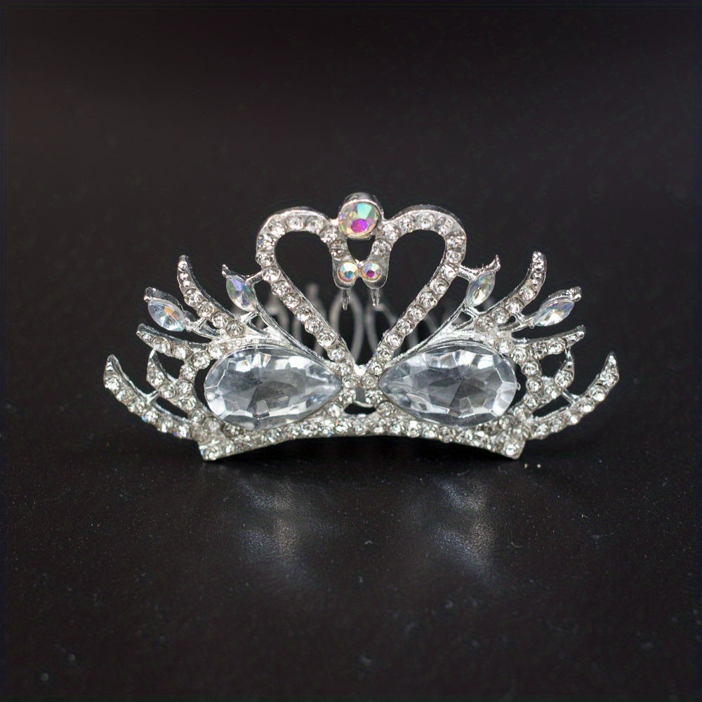 Rhinestone Crown Comb Tiara Hair Comb for Baby Girls