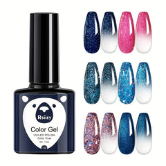 Pink Glitter Gel Varnish Set Soak Off No Wipe Nail Polish Kit