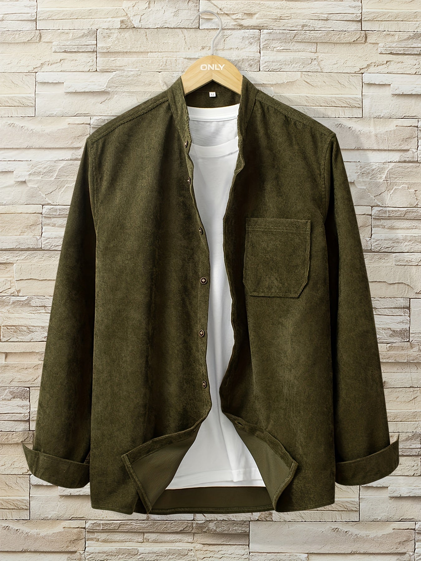 Men's Button Up Long Sleeve Shirt For Spring Fall