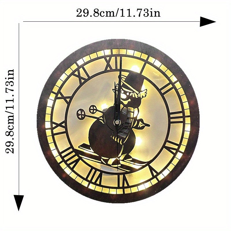 Retro Wooden Sign Hanging Clock LED Lamp