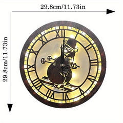 Retro Wooden Sign Hanging Clock LED Lamp