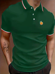 Men's Orange Cartoon Print Polo Shirt