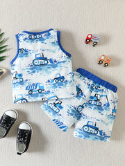 Boys Dino Digger Tank Top & Shorts Set