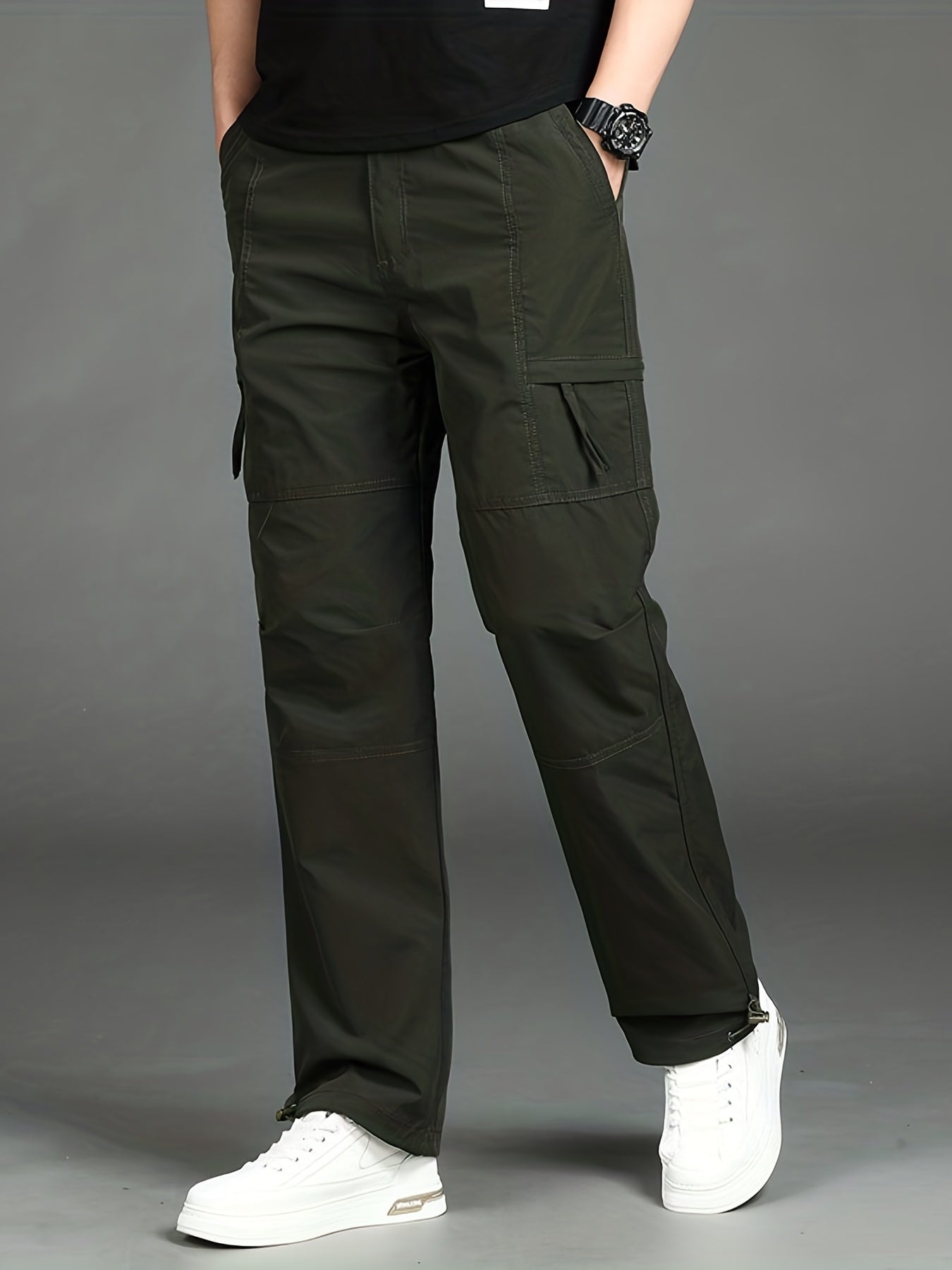 Men's Loose Straight Leg Sports Pants Waterproof Quick Dry Cargo Trousers