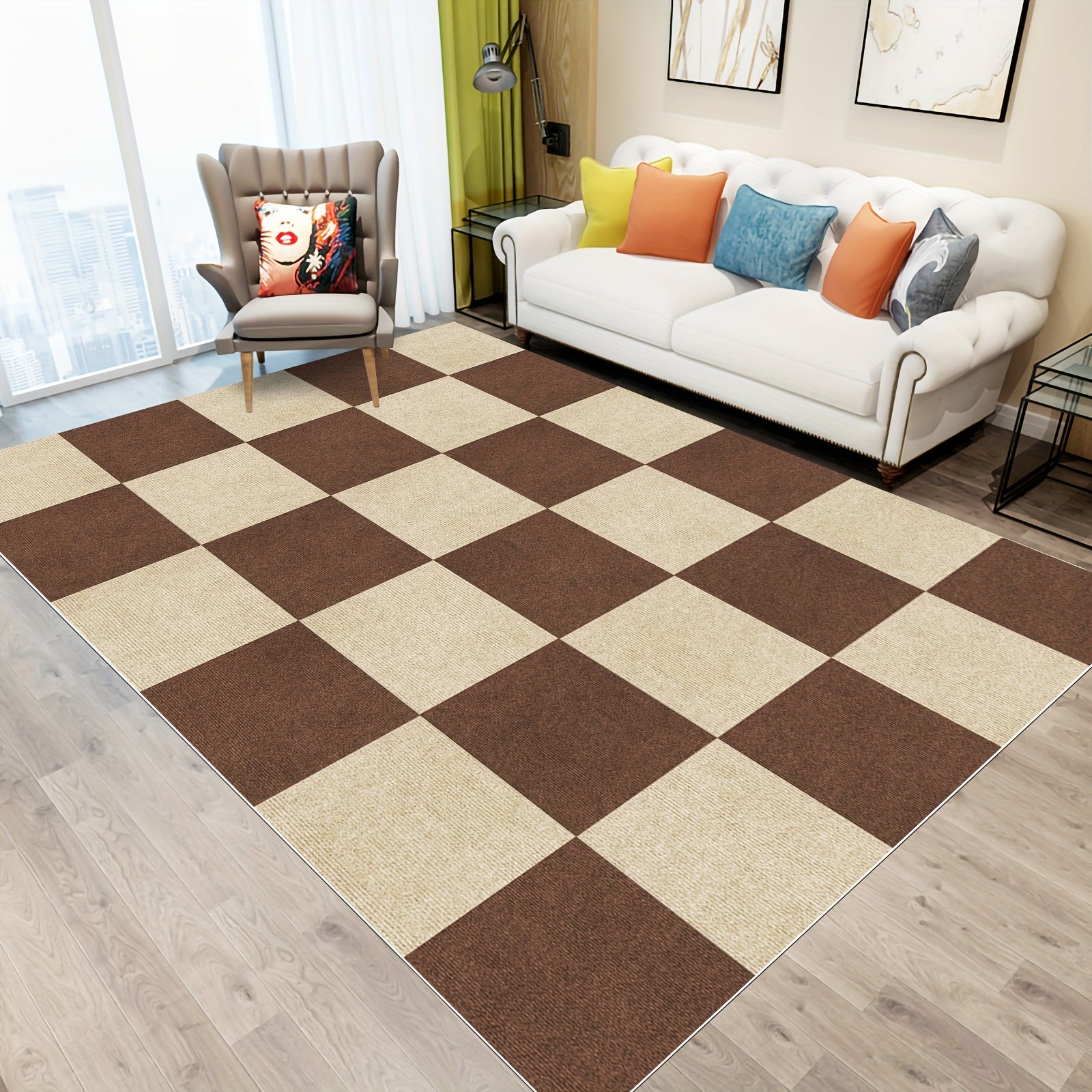 30pcs Carpet Floor Tiles Anti-slip Office Carpet, Dirt-resistant, 12x12 inches