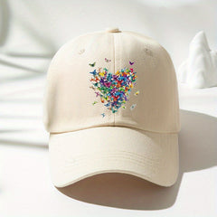 Heart & Butterfly Print Baseball Cap Women's Lightweight Casual Sun Hat