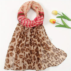 Leopard Print Scarf Classic Block Shawl Boho Windproof Headwraps