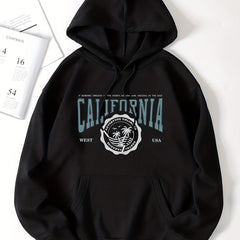Coconut Tree Print Hooded Sweatshirt for Women